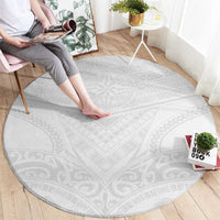Tonga White Sunday Round Carpet Tongan Tribal Heritage Tattoos LT03 - Polynesian Pride