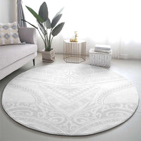 Tonga White Sunday Round Carpet Tongan Tribal Heritage Tattoos LT03 - Polynesian Pride
