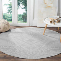 Tonga White Sunday Round Carpet Tongan Tribal Heritage Tattoos LT03 - Polynesian Pride