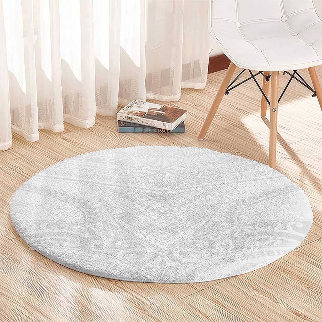 Tonga White Sunday Round Carpet Tongan Tribal Heritage Tattoos LT03 - Polynesian Pride