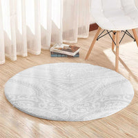 Tonga White Sunday Round Carpet Tongan Tribal Heritage Tattoos LT03 - Polynesian Pride