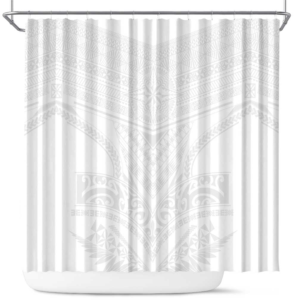 Tonga White Sunday Shower Curtain Tongan Tribal Heritage Tattoos LT03 White - Polynesian Pride