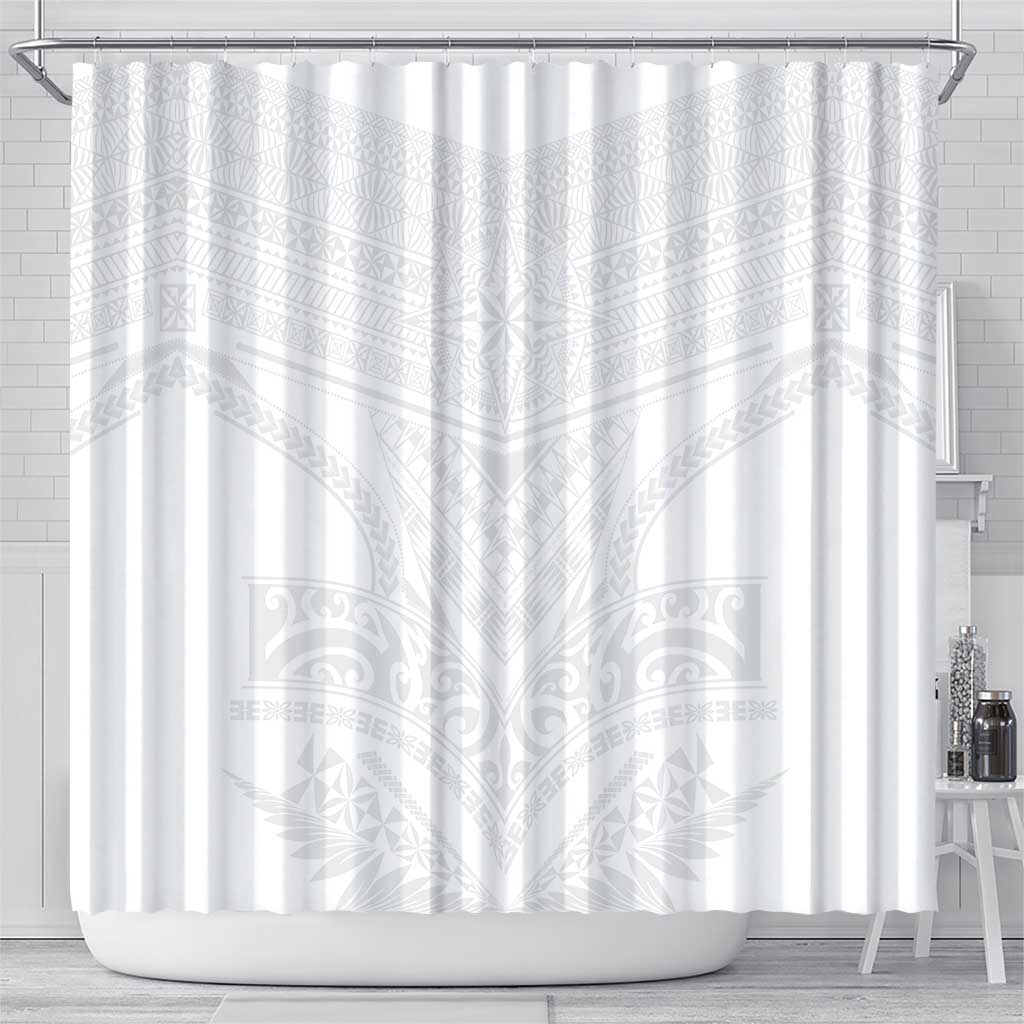 Tonga White Sunday Shower Curtain Tongan Tribal Heritage Tattoos LT03 - Polynesian Pride
