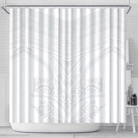 Tonga White Sunday Shower Curtain Tongan Tribal Heritage Tattoos LT03 - Polynesian Pride