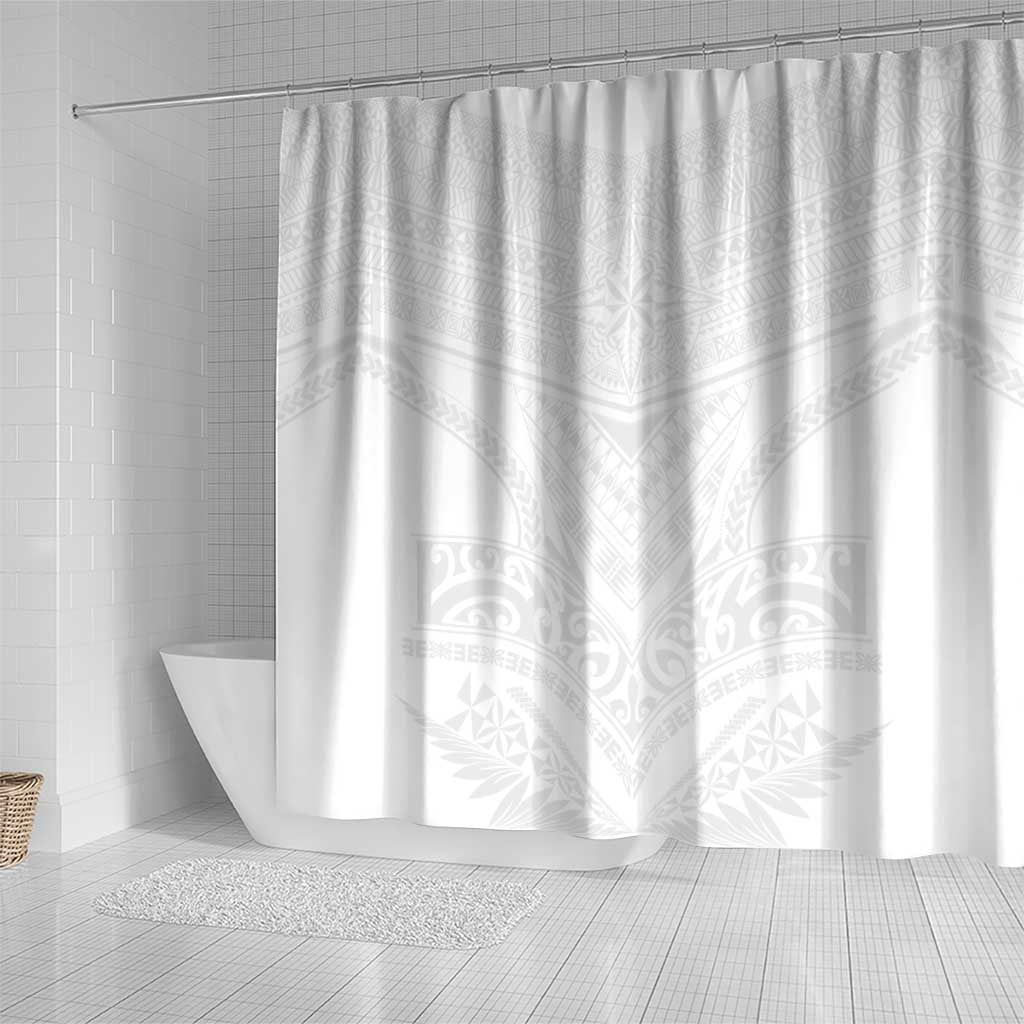 Tonga White Sunday Shower Curtain Tongan Tribal Heritage Tattoos LT03 - Polynesian Pride