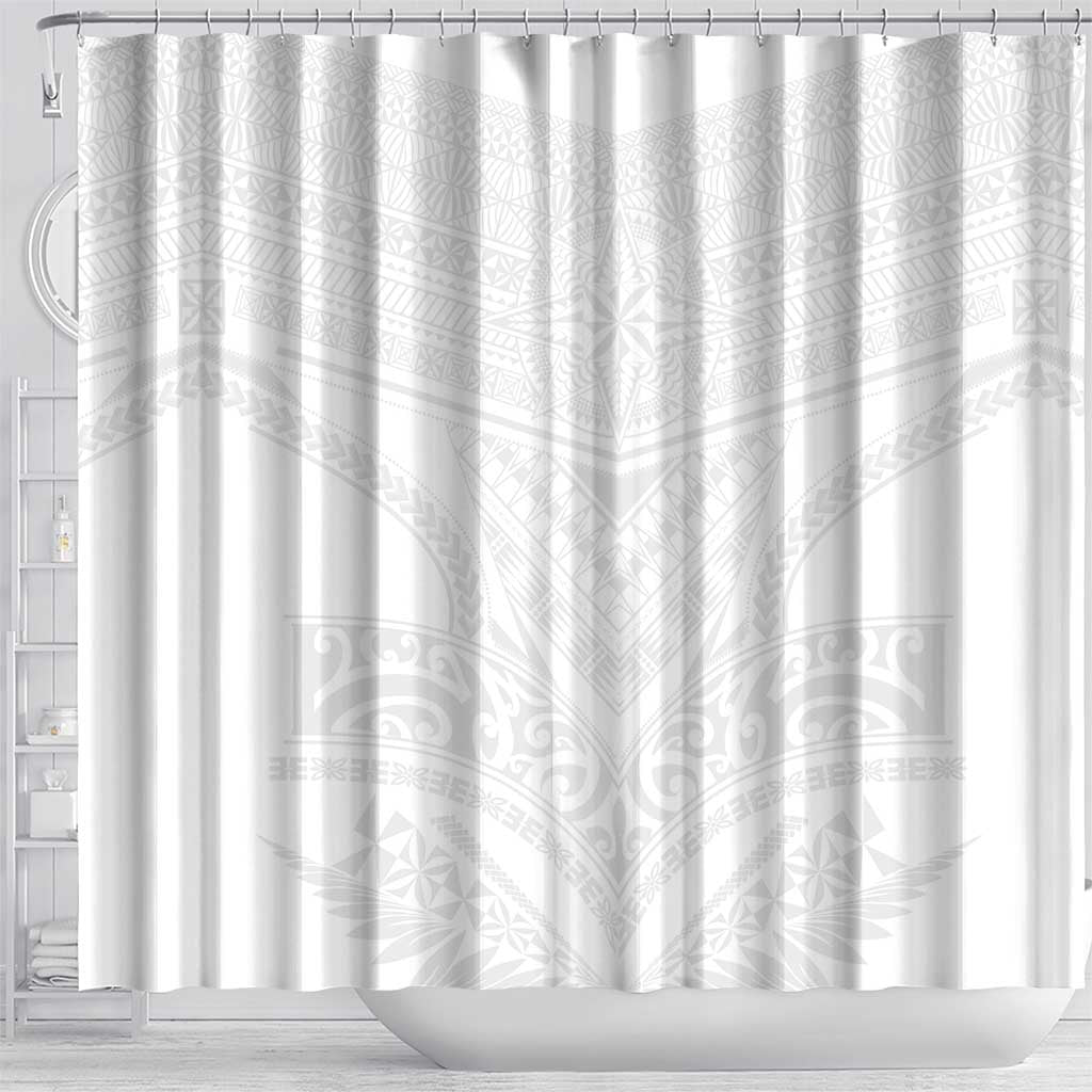 Tonga White Sunday Shower Curtain Tongan Tribal Heritage Tattoos LT03 - Polynesian Pride