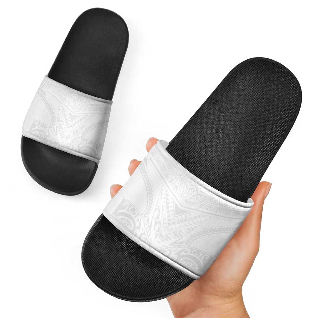 Tonga White Sunday Slide Sandals Tongan Tribal Heritage Tattoos LT03 - Polynesian Pride