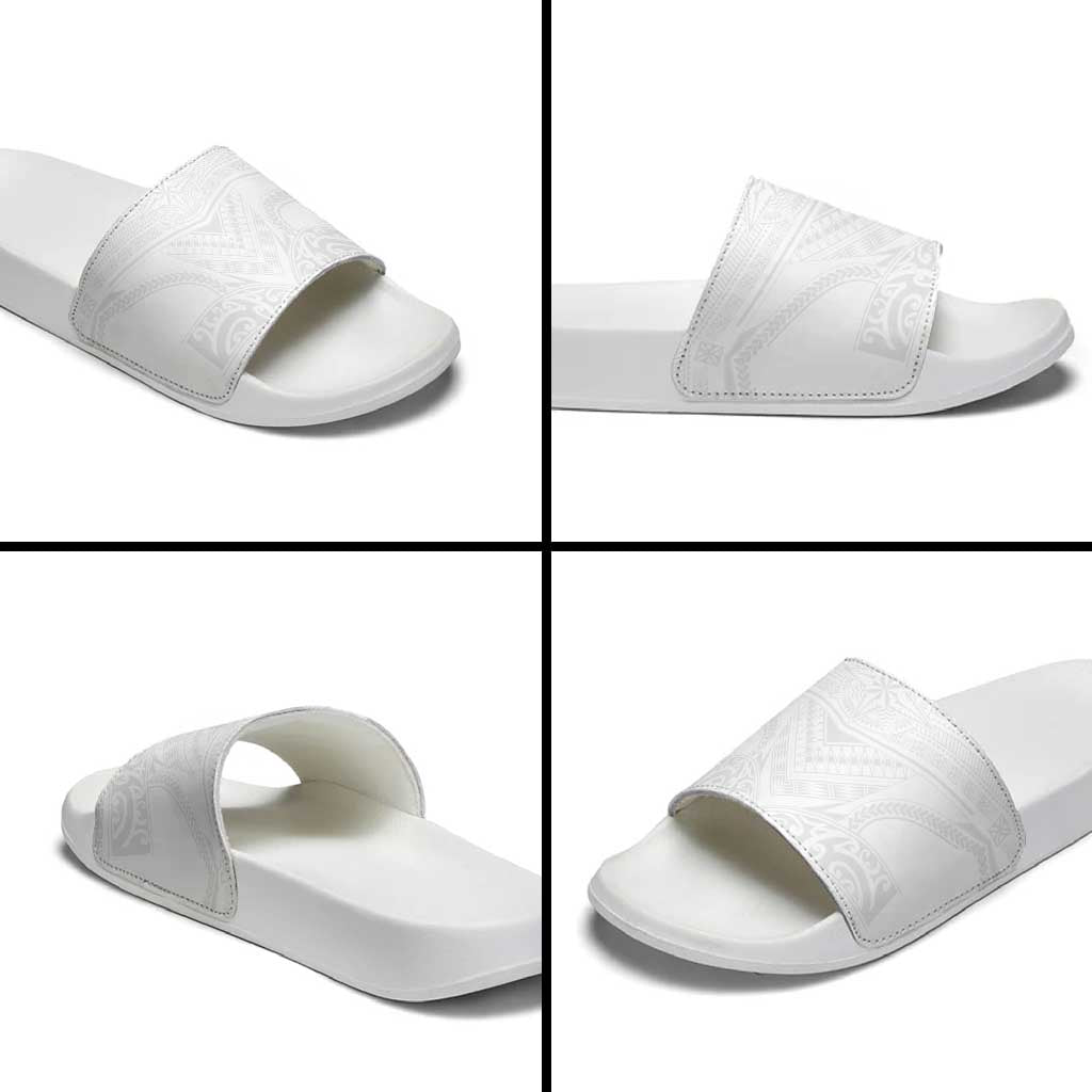 Tonga White Sunday Slide Sandals Tongan Tribal Heritage Tattoos LT03 - Polynesian Pride