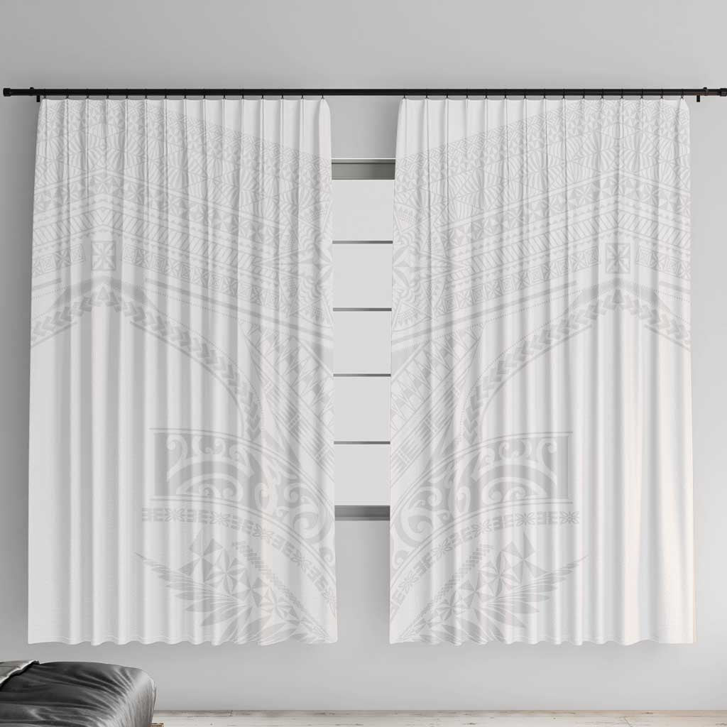 Tonga White Sunday Window Curtain Tongan Tribal Heritage Tattoos LT03 With Hooks White - Polynesian Pride