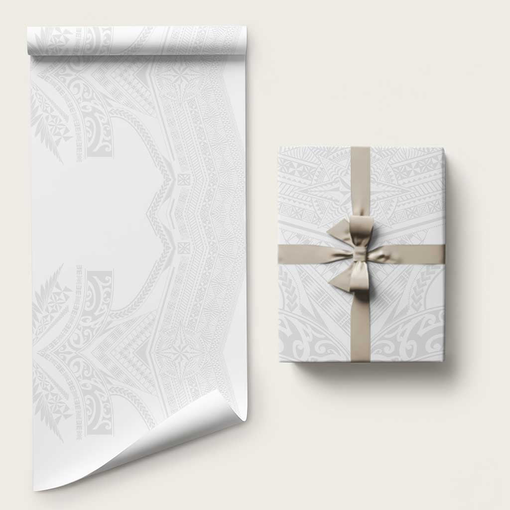 Tonga White Sunday Wrapping Paper Tongan Tribal Heritage Tattoos LT03 58" × 23" White - Polynesian Pride
