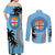 Personalised Fiji Couples Matching Off Shoulder Maxi Dress and Long Sleeve Button Shirts Tapa Pattern Fijian Coat of Arms and Palm Tree LT03 - Polynesian Pride