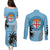 Personalised Fiji Couples Matching Puletasi Dress and Long Sleeve Button Shirts Tapa Pattern Fijian Coat of Arms and Palm Tree LT03 - Polynesian Pride