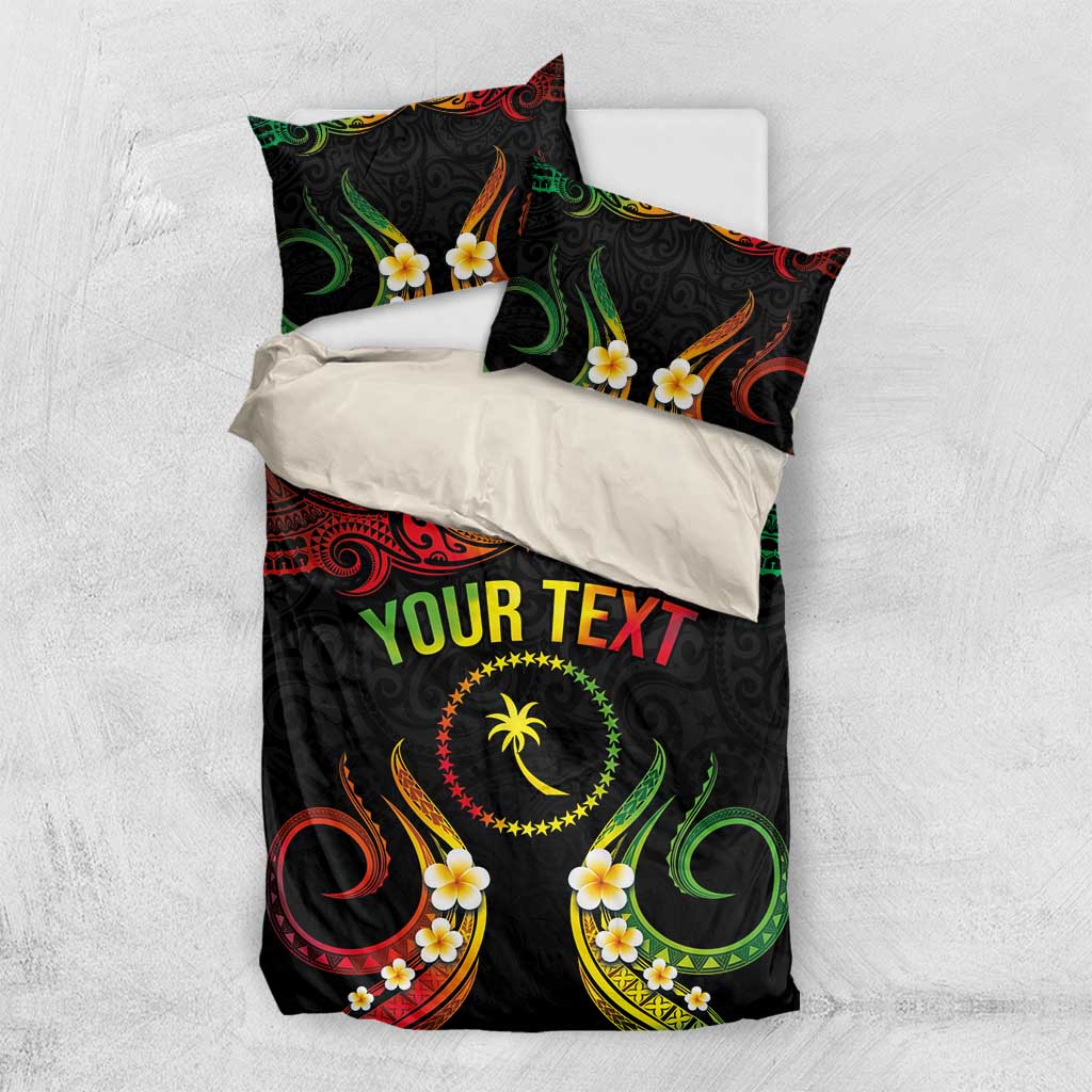 Personalised Chuuk Independence Day Bedding Set Polynesian Tattoo and Plumeria Reggae Color LT03 US Twin 172cm x 218cm Reggae - Polynesian Pride