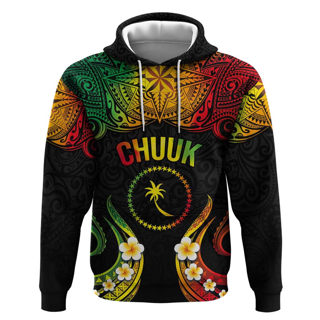 Personalised Chuuk Independence Day Hoodie Polynesian Tattoo and Plumeria Reggae Color LT03 Pullover Hoodie Reggae - Polynesian Pride