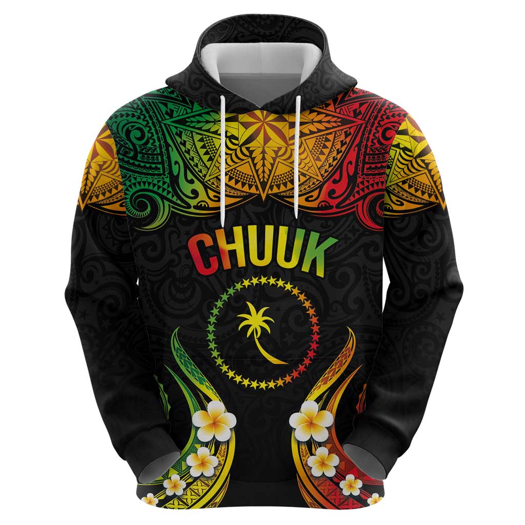 Personalised Chuuk Independence Day Hoodie Polynesian Tattoo and Plumeria Reggae Color LT03 - Polynesian Pride
