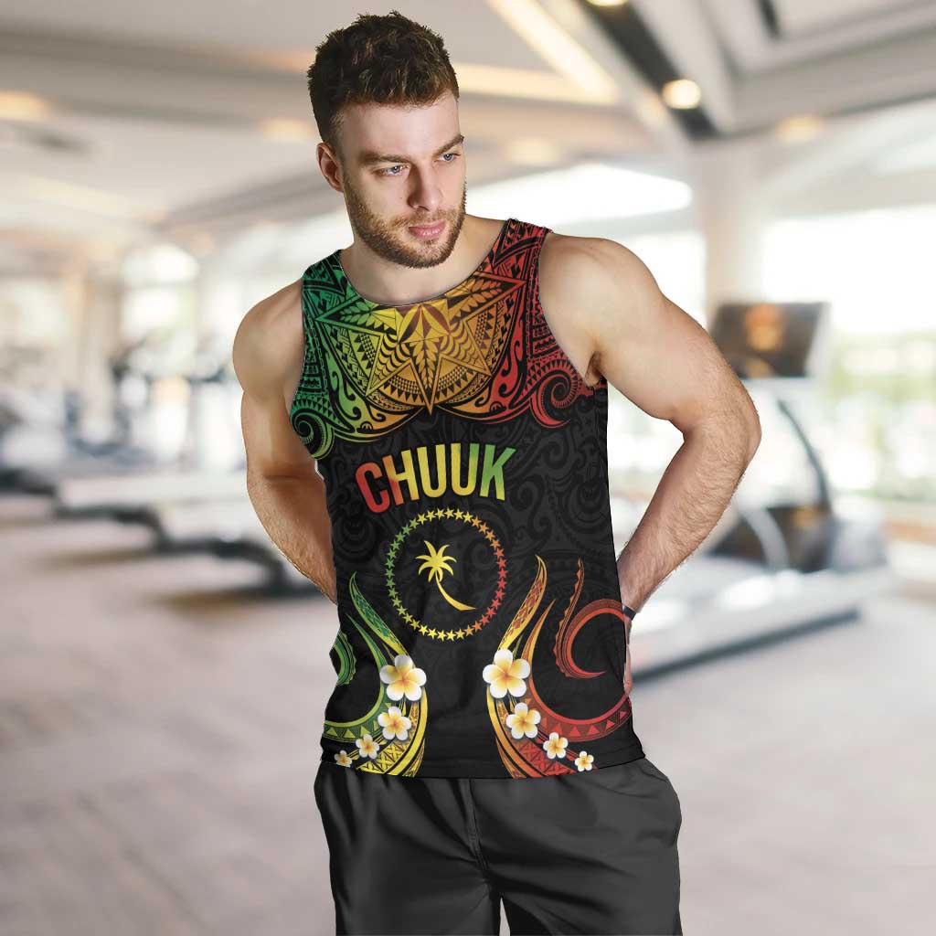 Personalised Chuuk Independence Day Men Tank Top Polynesian Tattoo and Plumeria Reggae Color LT03 Reggae - Polynesian Pride