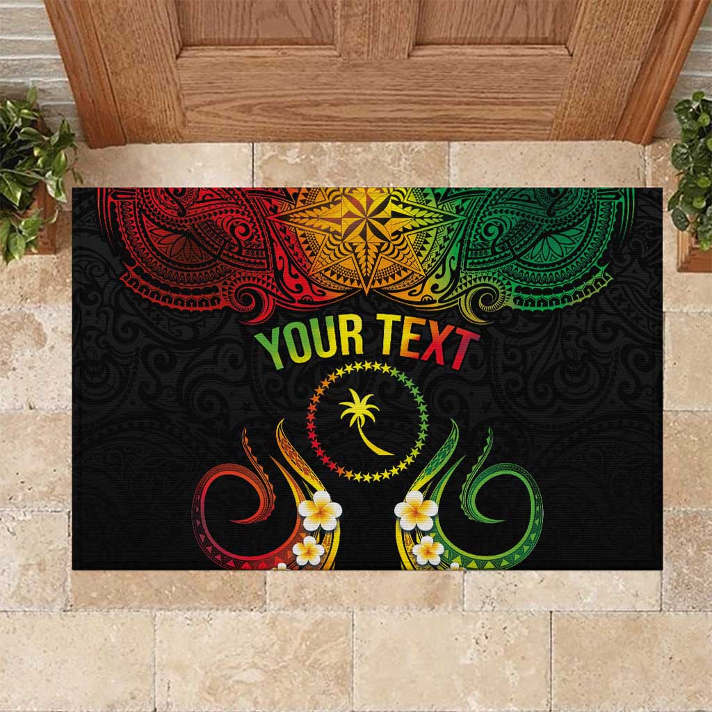 Personalised Chuuk Independence Day Rubber Doormat Polynesian Tattoo and Plumeria Reggae Color LT03 Reggae - Polynesian Pride