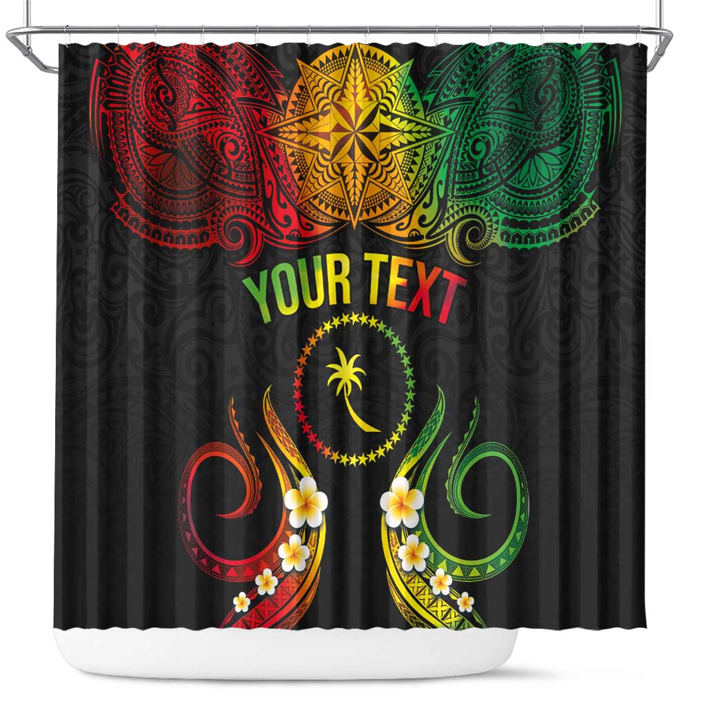 Personalised Chuuk Independence Day Shower Curtain Polynesian Tattoo and Plumeria Reggae Color LT03 Reggae - Polynesian Pride