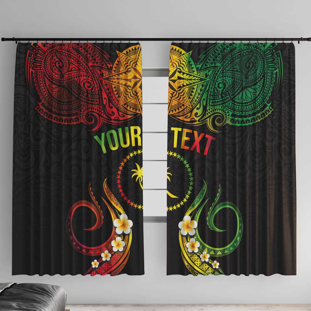 Personalised Chuuk Independence Day Window Curtain Polynesian Tattoo and Plumeria Reggae Color LT03 With Hooks Reggae - Polynesian Pride