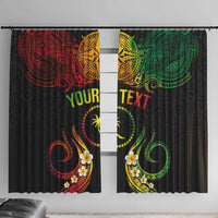 Personalised Chuuk Independence Day Window Curtain Polynesian Tattoo and Plumeria Reggae Color LT03 With Hooks Reggae - Polynesian Pride
