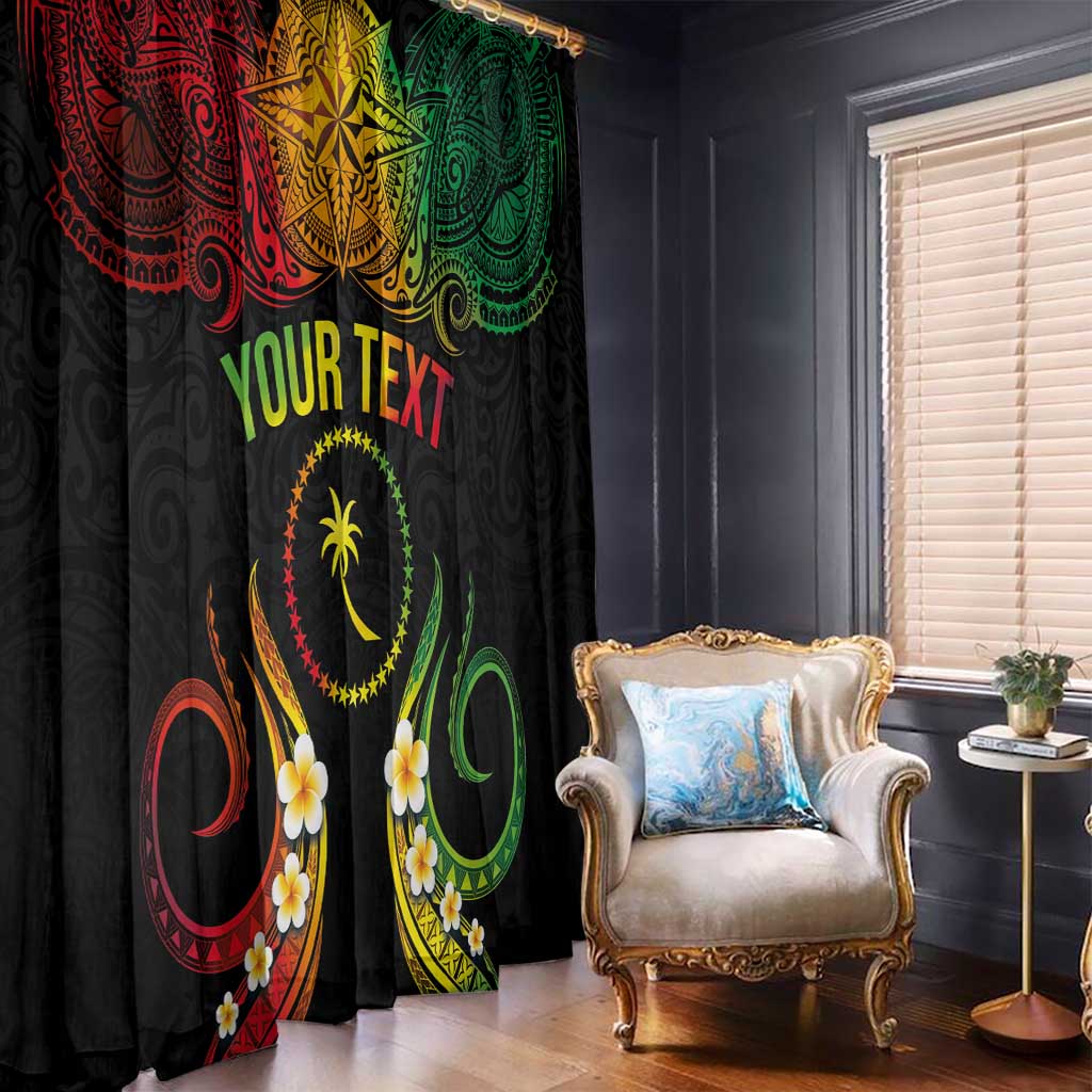 Personalised Chuuk Independence Day Window Curtain Polynesian Tattoo and Plumeria Reggae Color LT03 - Polynesian Pride