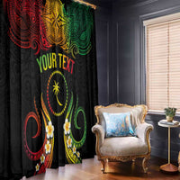 Personalised Chuuk Independence Day Window Curtain Polynesian Tattoo and Plumeria Reggae Color LT03 - Polynesian Pride