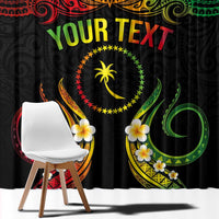 Personalised Chuuk Independence Day Window Curtain Polynesian Tattoo and Plumeria Reggae Color LT03 - Polynesian Pride