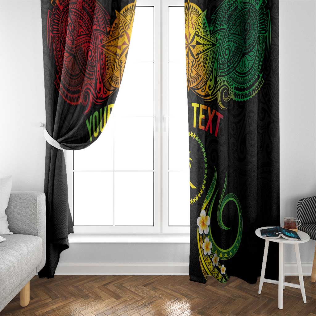 Personalised Chuuk Independence Day Window Curtain Polynesian Tattoo and Plumeria Reggae Color LT03 - Polynesian Pride