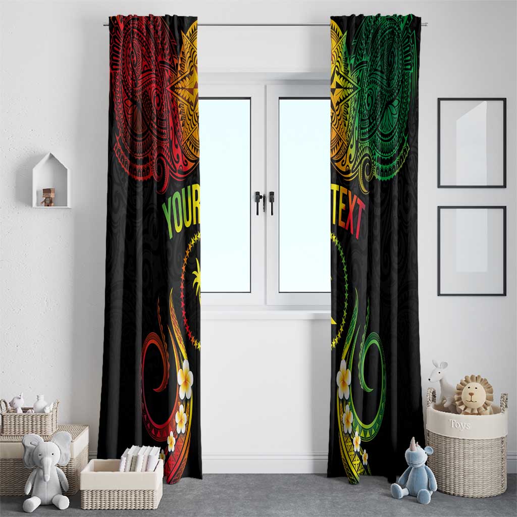 Personalised Chuuk Independence Day Window Curtain Polynesian Tattoo and Plumeria Reggae Color LT03 - Polynesian Pride