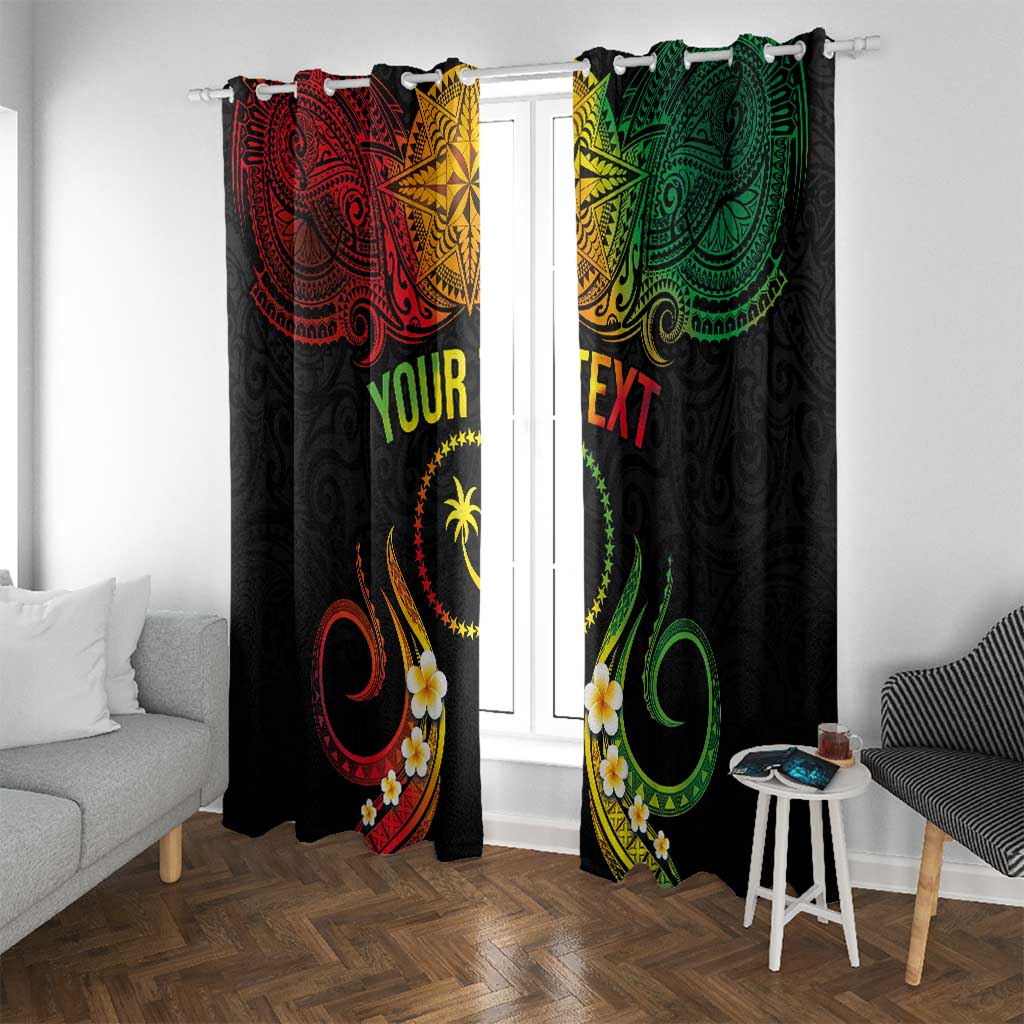 Personalised Chuuk Independence Day Window Curtain Polynesian Tattoo and Plumeria Reggae Color LT03 With Grommets Reggae - Polynesian Pride