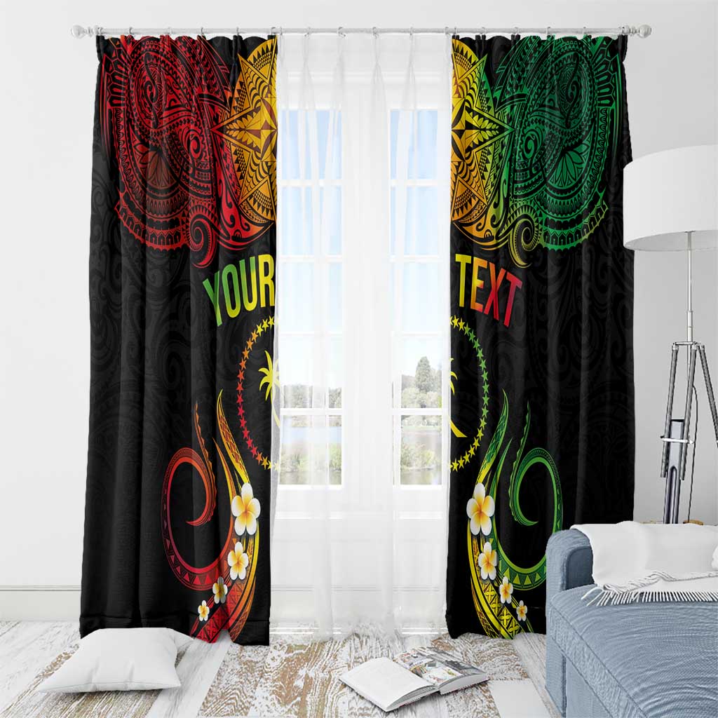 Personalised Chuuk Independence Day Window Curtain Polynesian Tattoo and Plumeria Reggae Color LT03 - Polynesian Pride