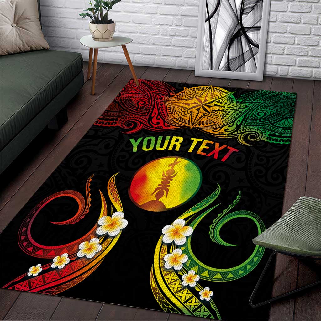 Personalised New Caledonia Independence Day Area Rug Polynesian Tattoo and Plumeria Reggae Color LT03 Reggae - Polynesian Pride