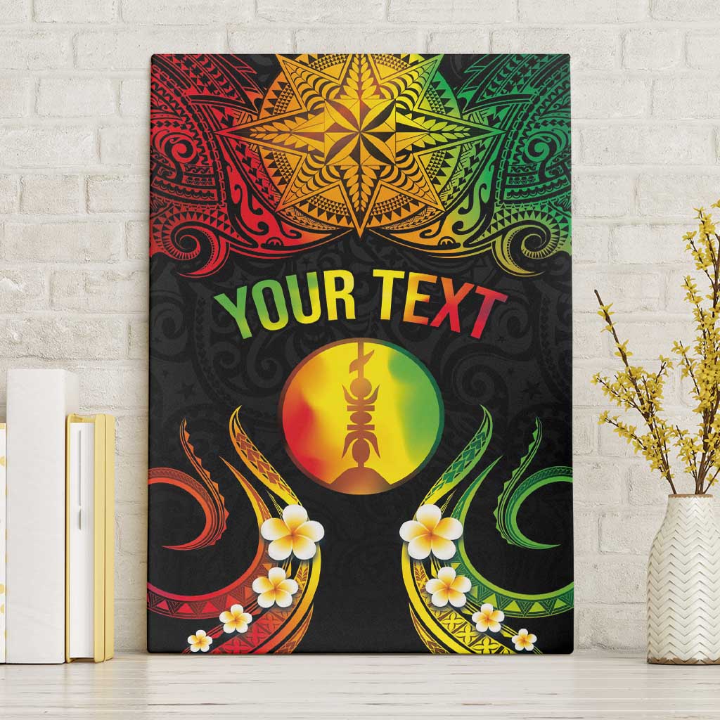 Personalised New Caledonia Independence Day Canvas Wall Art Polynesian Tattoo and Plumeria Reggae Color LT03 Without Frame Reggae - Polynesian Pride