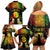 Personalised New Caledonia Independence Day Family Matching Off Shoulder Short Dress and Hawaiian Shirt Polynesian Tattoo and Plumeria Reggae Color