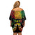 Personalised New Caledonia Independence Day Family Matching Off Shoulder Short Dress and Hawaiian Shirt Polynesian Tattoo and Plumeria Reggae Color