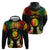 Personalised New Caledonia Independence Day Hoodie Polynesian Tattoo and Plumeria Reggae Color