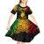 Personalised New Caledonia Independence Day Kid Short Sleeve Dress Polynesian Tattoo and Plumeria Reggae Color