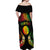 Personalised New Caledonia Independence Day Off Shoulder Maxi Dress Polynesian Tattoo and Plumeria Reggae Color