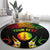 Personalised New Caledonia Independence Day Round Carpet Polynesian Tattoo and Plumeria Reggae Color