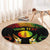 Personalised New Caledonia Independence Day Round Carpet Polynesian Tattoo and Plumeria Reggae Color