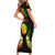 Personalised New Caledonia Independence Day Short Sleeve Bodycon Dress Polynesian Tattoo and Plumeria Reggae Color