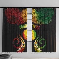 Personalised New Caledonia Independence Day Window Curtain Polynesian Tattoo and Plumeria Reggae Color LT03 With Hooks Reggae - Polynesian Pride