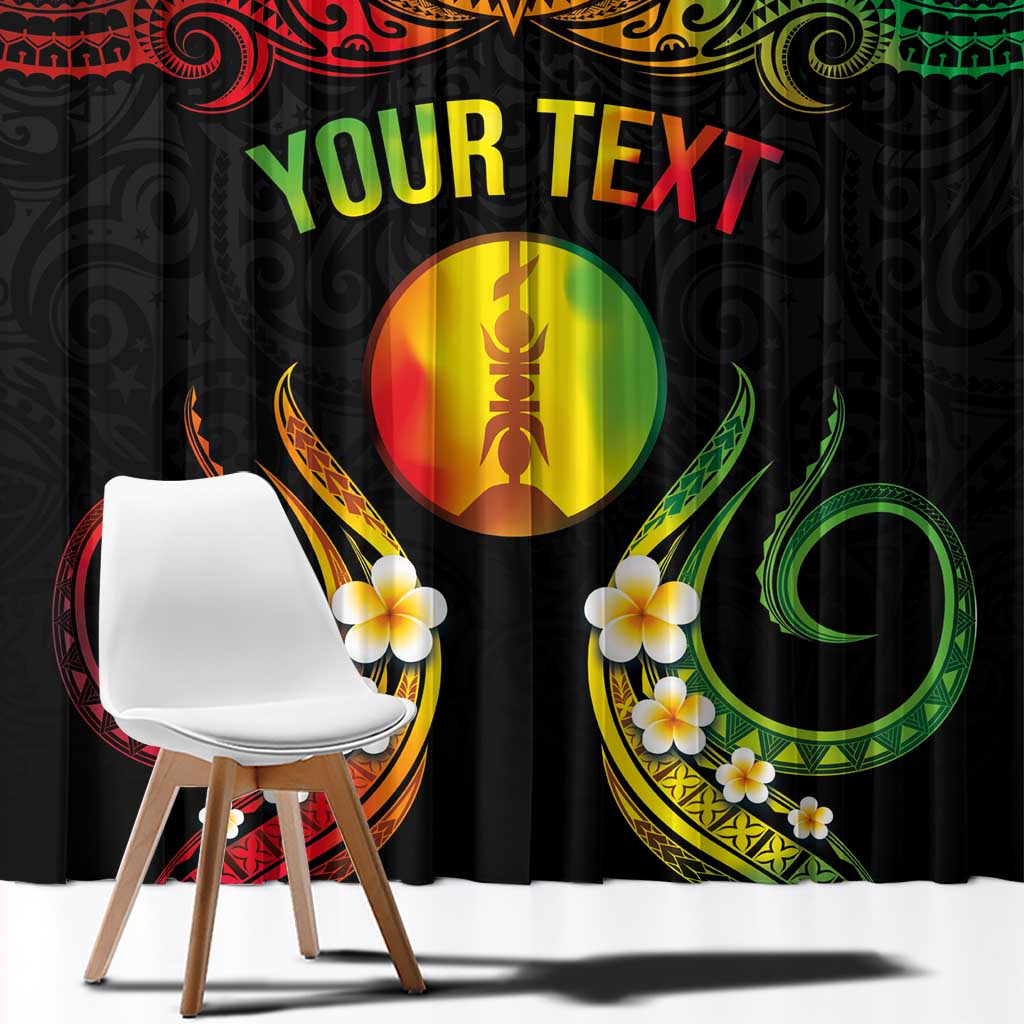 Personalised New Caledonia Independence Day Window Curtain Polynesian Tattoo and Plumeria Reggae Color LT03 - Polynesian Pride