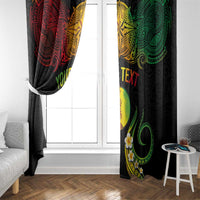 Personalised New Caledonia Independence Day Window Curtain Polynesian Tattoo and Plumeria Reggae Color LT03 - Polynesian Pride