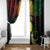 Personalised New Caledonia Independence Day Window Curtain Polynesian Tattoo and Plumeria Reggae Color