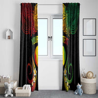 Personalised New Caledonia Independence Day Window Curtain Polynesian Tattoo and Plumeria Reggae Color LT03 - Polynesian Pride