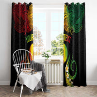 Personalised New Caledonia Independence Day Window Curtain Polynesian Tattoo and Plumeria Reggae Color LT03 - Polynesian Pride