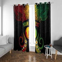 Personalised New Caledonia Independence Day Window Curtain Polynesian Tattoo and Plumeria Reggae Color LT03 With Grommets Reggae - Polynesian Pride