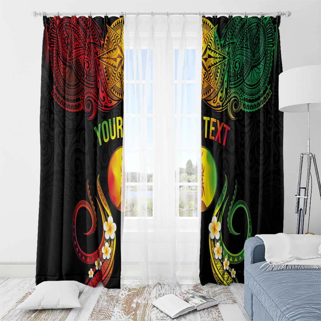 Personalised New Caledonia Independence Day Window Curtain Polynesian Tattoo and Plumeria Reggae Color LT03 - Polynesian Pride