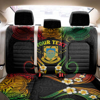 Personalised Tuvalu Independence Day Back Car Seat Cover Polynesian Tattoo and Plumeria Reggae Color LT03 - Polynesian Pride